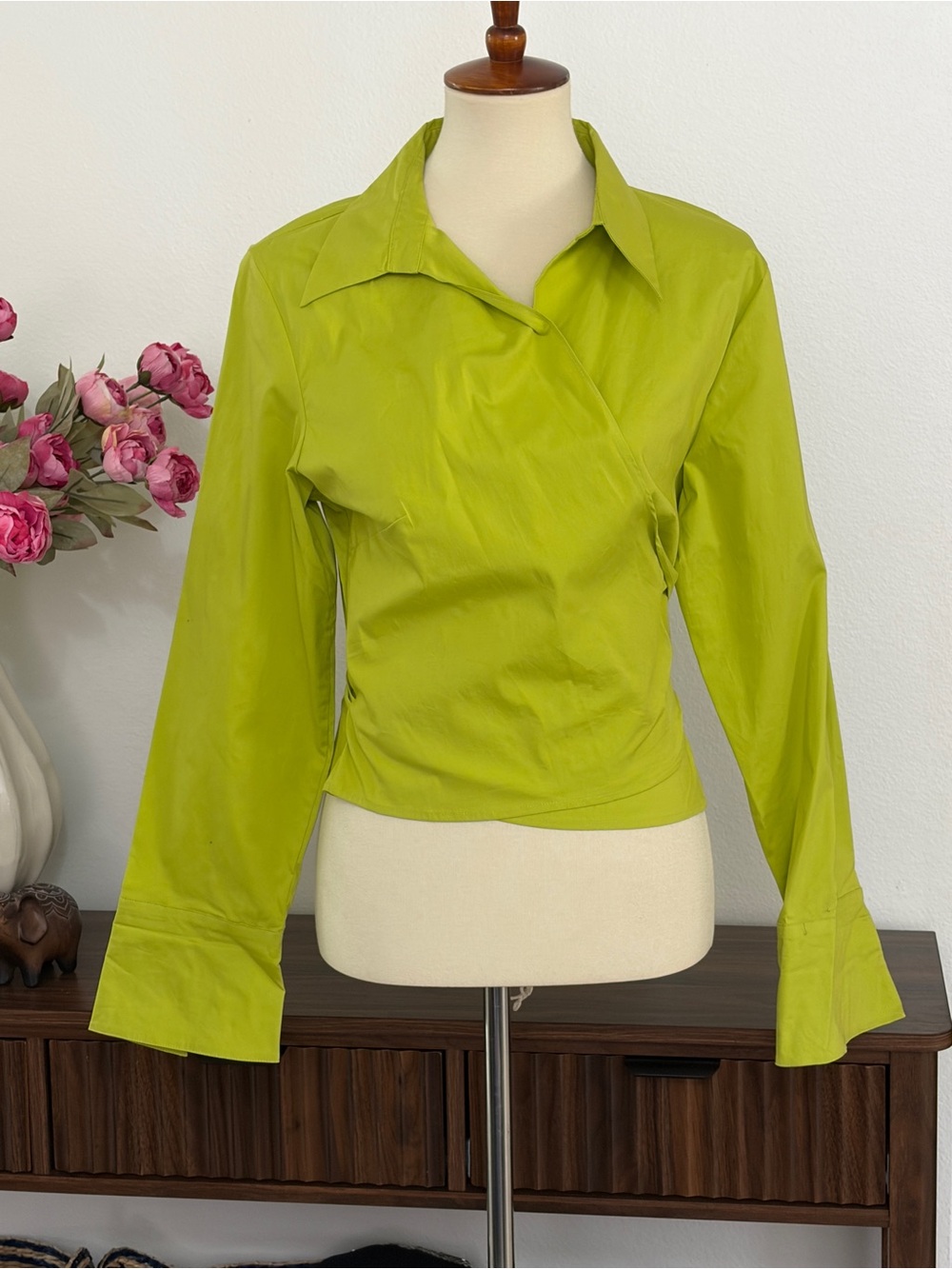 Spenser Jeremy Lime Green Wrap-Style Shirt